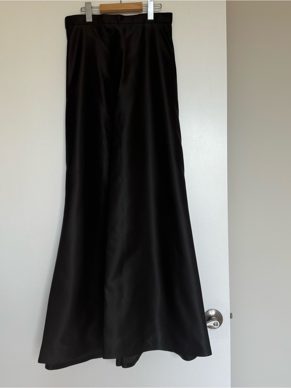Vintage Tadashi Black Satin Evening Maxi Skirt S